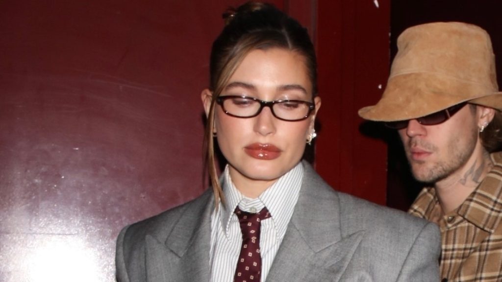 Hailey Bieber Goes Full Boss Mode in an Swaggy Gray Suit