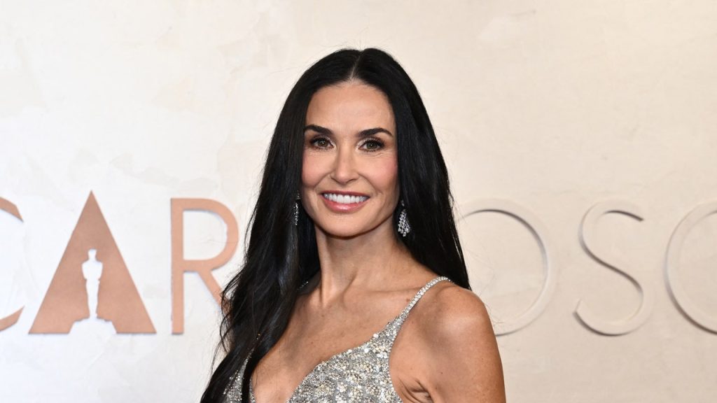 Demi Moore Sparkles in a Plunging Gown Befitting a Best Actress Nominee at the Oscars